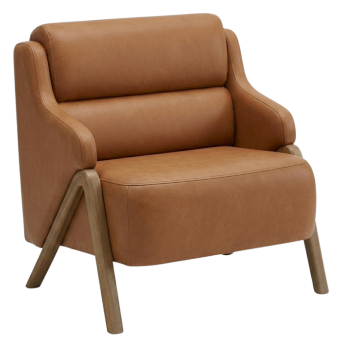 Poltrona Decorativa Madri Pes Madeira Courino TCS 727 MOLL