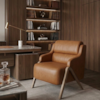 Poltrona Decorativa Madri Pes Madeira Courino TCS 727 MOLL
