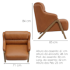 Poltrona Decorativa Madri Pes Madeira Courino TCS 727 MOLL