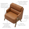 Poltrona Decorativa Madri Pes Madeira Courino TCS 727 MOLL