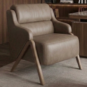 Poltrona Decorativa Madri Pes Madeira Courino TCS 729 MOLL