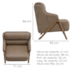 Poltrona Decorativa Madri Pes Madeira Courino TCS 729 MOLL