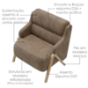 Poltrona Decorativa Madri Pes Madeira Courino TCS 729 MOLL
