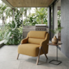 Poltrona Decorativa Madri Pes Madeira Linho Color Trend TCA 219 MOLL