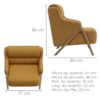 Poltrona Decorativa Madri Pes Madeira Linho Color Trend TCA 219 MOLL
