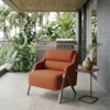 Poltrona Decorativa Madri Pes Madeira Linho Color Trend TCA 303 MOLL