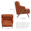 Poltrona Decorativa Madri Pes Madeira Linho Color Trend TCA 303 MOLL