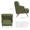 Poltrona Decorativa Madri Pes Madeira Linho Color Trend TCA 307 MOLL