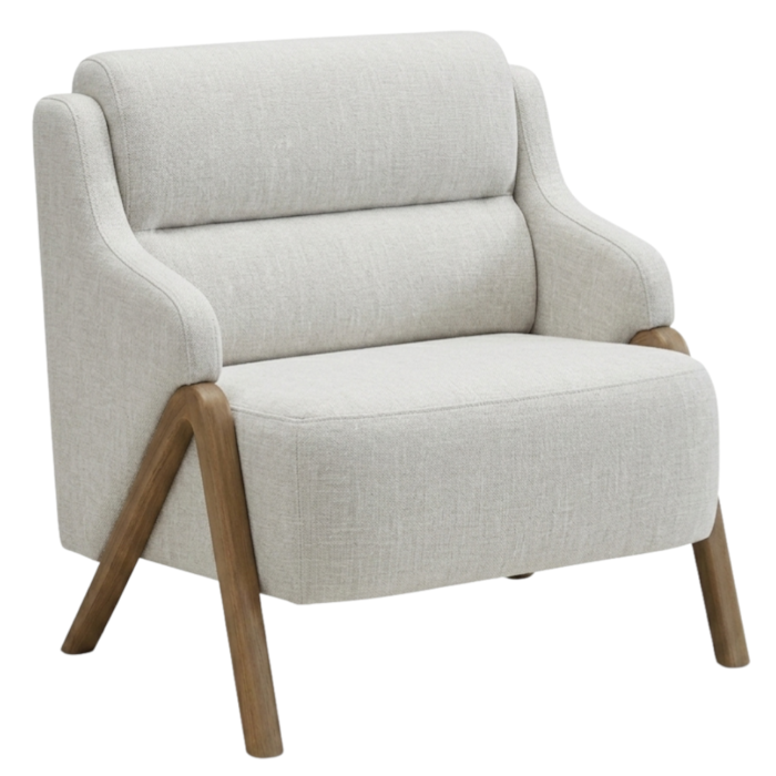 Poltrona Decorativa Madri Pes Madeira Linho TCS 701 MOLL