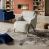 Poltrona Decorativa Madri Pes Madeira Linho TCS 701 MOLL