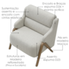 Poltrona Decorativa Madri Pes Madeira Linho TCS 701 MOLL
