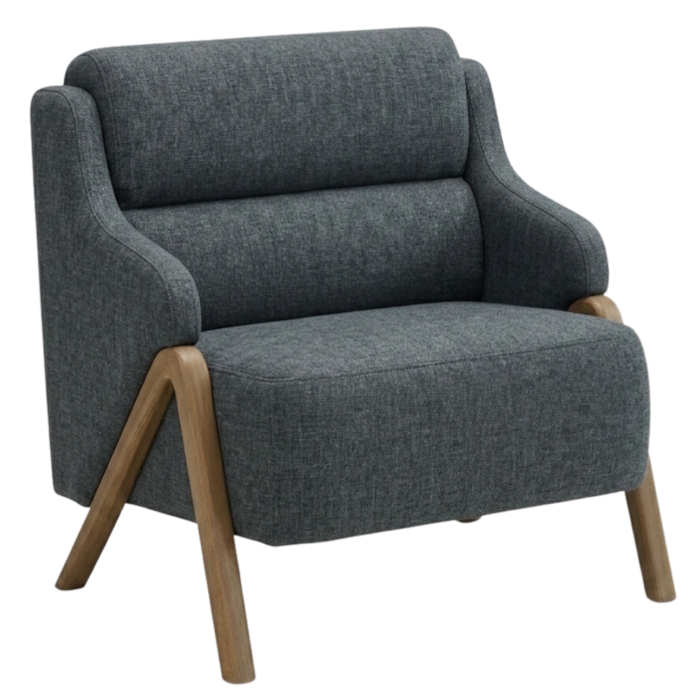 Poltrona Decorativa Madri Pes Madeira Linho TCS 718 MOLL
