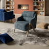 Poltrona Decorativa Madri Pes Madeira Linho TCS 718 MOLL