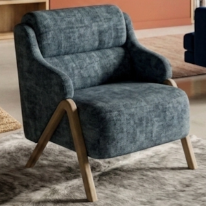 Poltrona Decorativa Madri Pes Madeira Linho TCS 718 MOLL