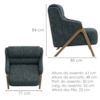 Poltrona Decorativa Madri Pes Madeira Linho TCS 718 MOLL