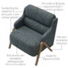 Poltrona Decorativa Madri Pes Madeira Linho TCS 718 MOLL