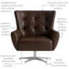 Poltrona Decorativa Malta Base Giratoria Courino TCS 721 MOLL