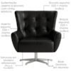 Poltrona Decorativa Malta Base Giratoria Courino TCS 724 MOLL