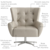Poltrona Decorativa Malta Base Giratoria Courino TCS 725 MOLL