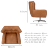 Poltrona Decorativa Malta Base Giratoria Courino TCS 727 MOLL