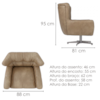 Poltrona Decorativa Malta Base Giratoria Courino TCS 729 MOLL