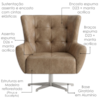 Poltrona Decorativa Malta Base Giratoria Courino TCS 729 MOLL