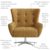 Poltrona Decorativa Malta Base Giratoria Linho Color Trend TCA 219 MOLL