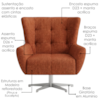 Poltrona Decorativa Malta Base Giratoria Linho Color Trend TCA 303 MOLL