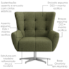 Poltrona Decorativa Malta Base Giratoria Linho Color Trend TCA 307 MOLL