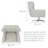 Poltrona Decorativa Malta Base Giratoria Linho TCS 701 MOLL