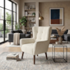 Poltrona Decorativa Malta Base Madeira Boucle TCE 1010 MOLL