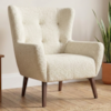 Poltrona Decorativa Malta Base Madeira Boucle TCE 1010 MOLL