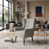 Poltrona Decorativa Malta Base Madeira Boucle TCE 1018 MOLL