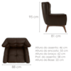 Poltrona Decorativa Malta Base Madeira Courino TCS 721 MOLL