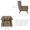 Poltrona Decorativa Malta Base Madeira Courino TCS 729 MOLL