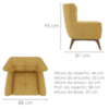 Poltrona Decorativa Malta Base Madeira Linho Color Trend TCA 219 MOLL