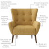 Poltrona Decorativa Malta Base Madeira Linho Color Trend TCA 219 MOLL