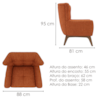 Poltrona Decorativa Malta Base Madeira Linho Color Trend TCA 303 MOLL