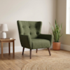 Poltrona Decorativa Malta Base Madeira Linho Color Trend TCA 307 MOLL