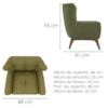 Poltrona Decorativa Malta Base Madeira Linho Color Trend TCA 307 MOLL