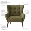 Poltrona Decorativa Malta Base Madeira Linho Color Trend TCA 307 MOLL