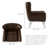 Poltrona Decorativa Malta Pes Ferro Courino TCS 721 MOLL
