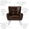 Poltrona Decorativa Malta Pes Ferro Courino TCS 721 MOLL