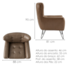 Poltrona Decorativa Malta Pes Ferro Courino TCS 729 MOLL