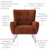 Poltrona Decorativa Malta Pes Ferro Linho Color Trend TCA 303 MOLL