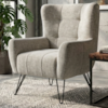 Poltrona Decorativa Malta Pes Ferro Linho TCS 701 MOLL