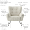 Poltrona Decorativa Malta Pes Ferro Linho TCS 701 MOLL
