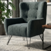 Poltrona Decorativa Malta Pes Ferro Linho TCS 718 MOLL
