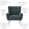 Poltrona Decorativa Malta Pes Ferro Linho TCS 718 MOLL