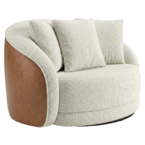 Poltrona Decorativa Maya Base Giratoria Boucle E Courino TCE 1010 TCS 727 MOLL